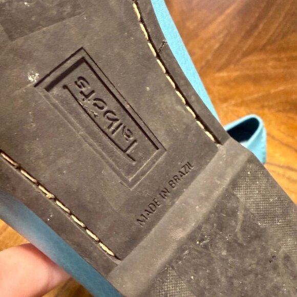 Talbots Blue Leather Slip on Loafers Women 9 B Buckles - Picture 5 of 9